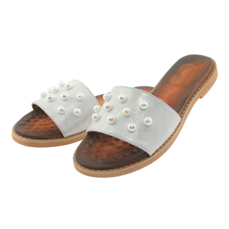 M.Daszyński Flip Flip -Flops 1837 decorado con perlas grises 3