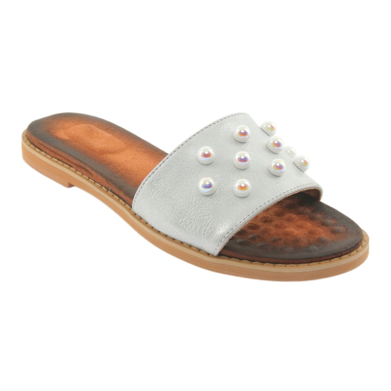 M.Daszyński Flip Flip -Flops 1837 decorado con perlas grises 1 M.Daszyński Flip Flip -Flops 1837 decorado con perlas grises 1