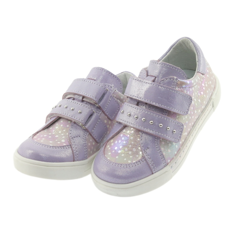 Zapatos velcro Ren But 3229 violeta claro púrpura gris amarillo 3