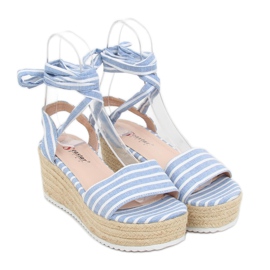 Sandalias de lona azul GG-68P LT.BLUE blanco 2