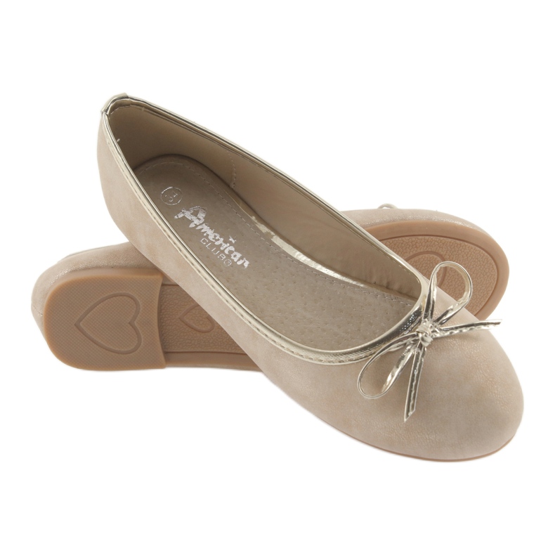 American Club LU17 bailarinas beige para niñas dorado 4