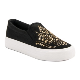 J. Star Slipons negros con diamantes de imitación 2