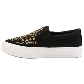 J. Star Slipons negros con diamantes de imitación 3