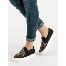 J. Star Slipons negros con diamantes de imitación 1