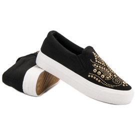 J. Star Slipons negros con diamantes de imitación 4
