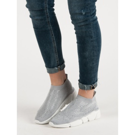 Calzado deportivo textil con cristales gris 6