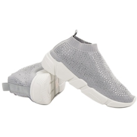 Calzado deportivo textil con cristales gris 5