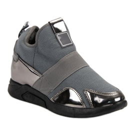 Zapatillas de cuña sin cordones gris 2