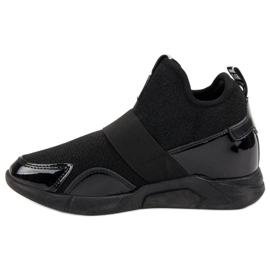 Zapatillas de cuña sin cordones negro 4