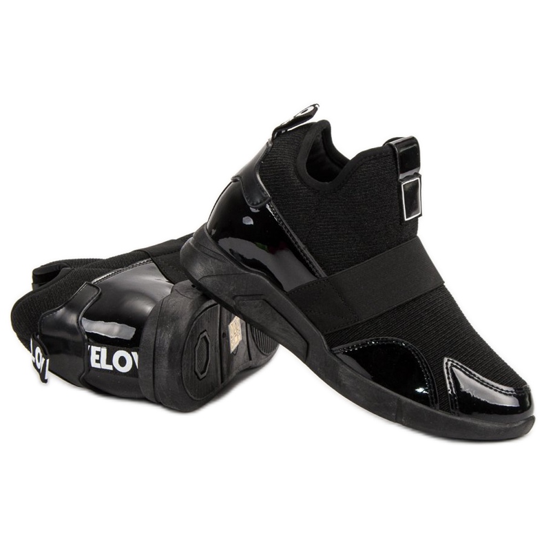 Zapatillas de cuña sin cordones negro 1