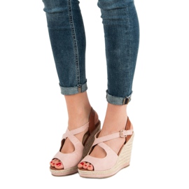 Laura Mode Sandalias de tacón rosa 1