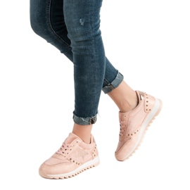 Calzado deportivo con cristales rosado 2 Calzado deportivo con cristales rosado 2