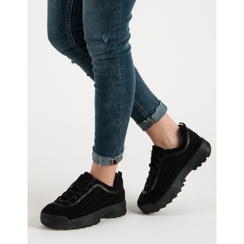 Zapatillas de ante negras negro 2