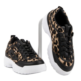 Zapatillas negras con estampado animal negro marrón 4