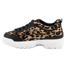 Zapatillas negras con estampado animal negro marrón 1