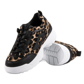 Zapatillas negras con estampado animal negro marrón 5
