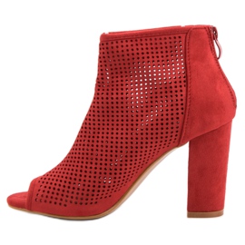 Nio Nio Botas de punta abierta caladas rojo 6