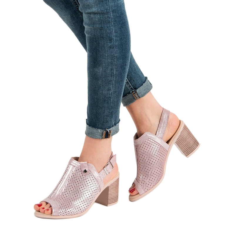 Filippo Sandalias revestidas de cuero rosado 2