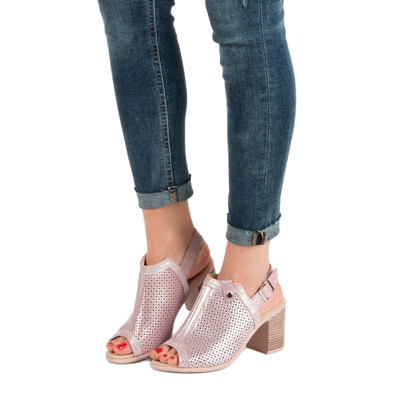 Filippo Sandalias revestidas de cuero rosado 1