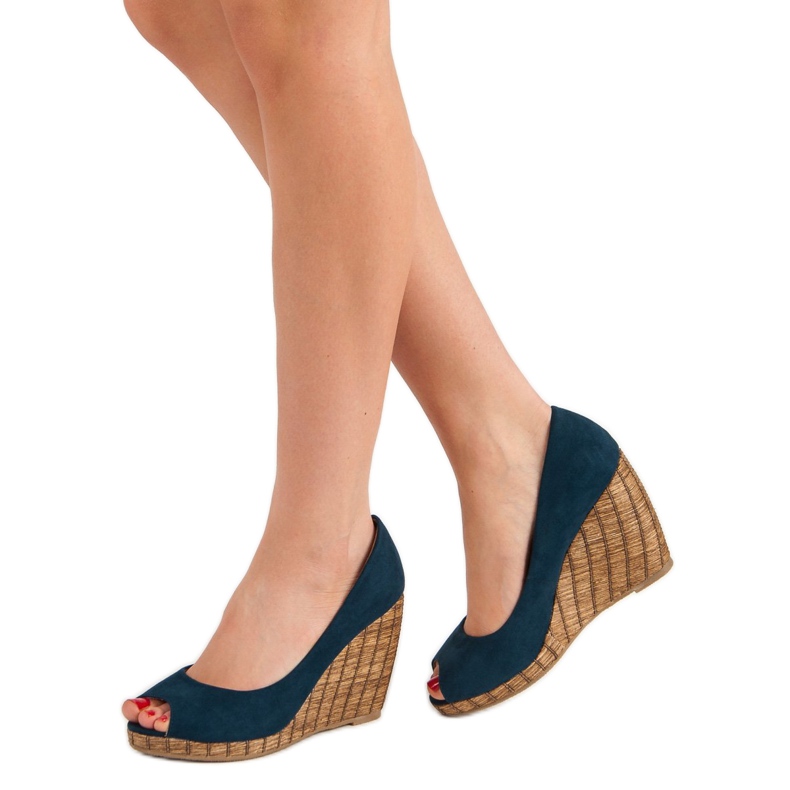 Corina Zapatos de tacón azul marino con punta abierta 2 Corina Zapatos de tacón azul marino con punta abierta 2