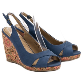 Corina Sandalias étnicas de moda azul 1