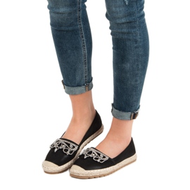 Ideal Shoes Alpargatas Negras Con Adornos negro 5