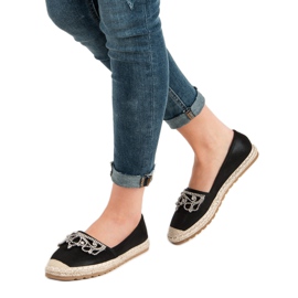 Ideal Shoes Alpargatas Negras Con Adornos negro 6