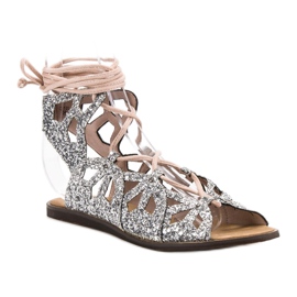 Corina Sandalias con purpurina gris 4