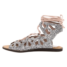 Corina Sandalias con purpurina gris 5