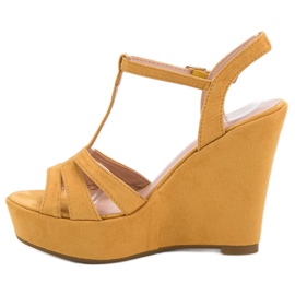 Primavera Sandalias mostaza de ante amarillo 5