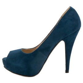 Corina Tacones de ante abiertos azul 4