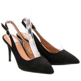 Stilettos negros con tacón descubierto 1