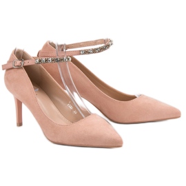 Fama Tacones de ante en polvo rosado 1