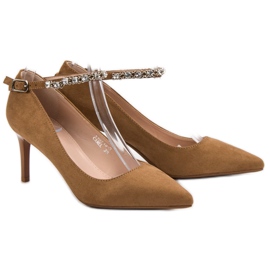 Fama Tacones De Ante Camel marrón 1