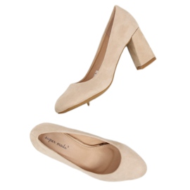 Zapatos de salón en beige 7436 Crema poste 1