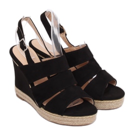 Negro Sandalias con cuña 9069 Negro 1