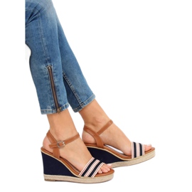 Sandalias cuña 9068 Azul marrón azul marino 3