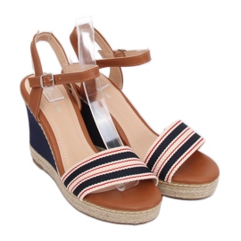 Sandalias cuña 9068 Azul marrón azul marino 2