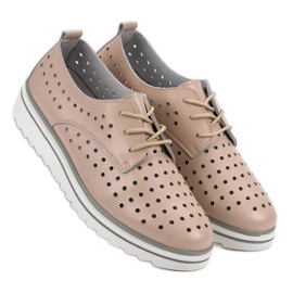 Kylie Zapatos de cuero calados beige 3