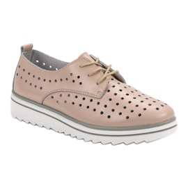 Kylie Zapatos de cuero calados beige 4