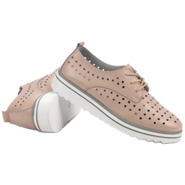 Kylie Zapatos de cuero calados beige 6