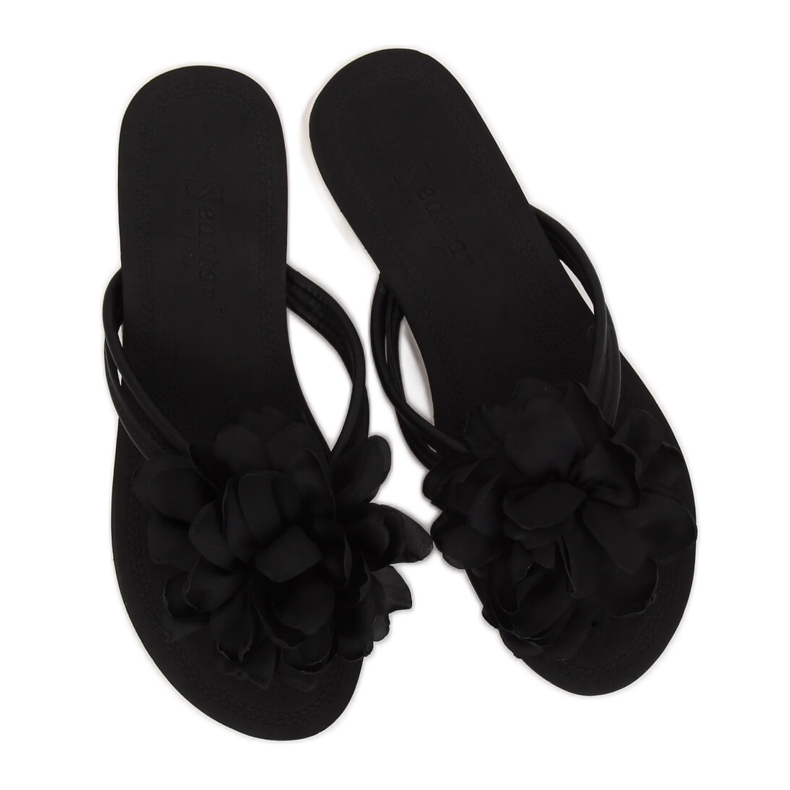 Chanclas negras con flor CK103 Negro 1 Chanclas negras con flor CK103 Negro 1