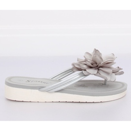 Chanclas grises con flor CK103 Gris 1 Chanclas grises con flor CK103 Gris 1