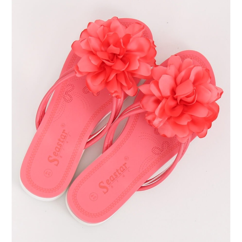 Chanclas con flor rosa CK103 Coral 2