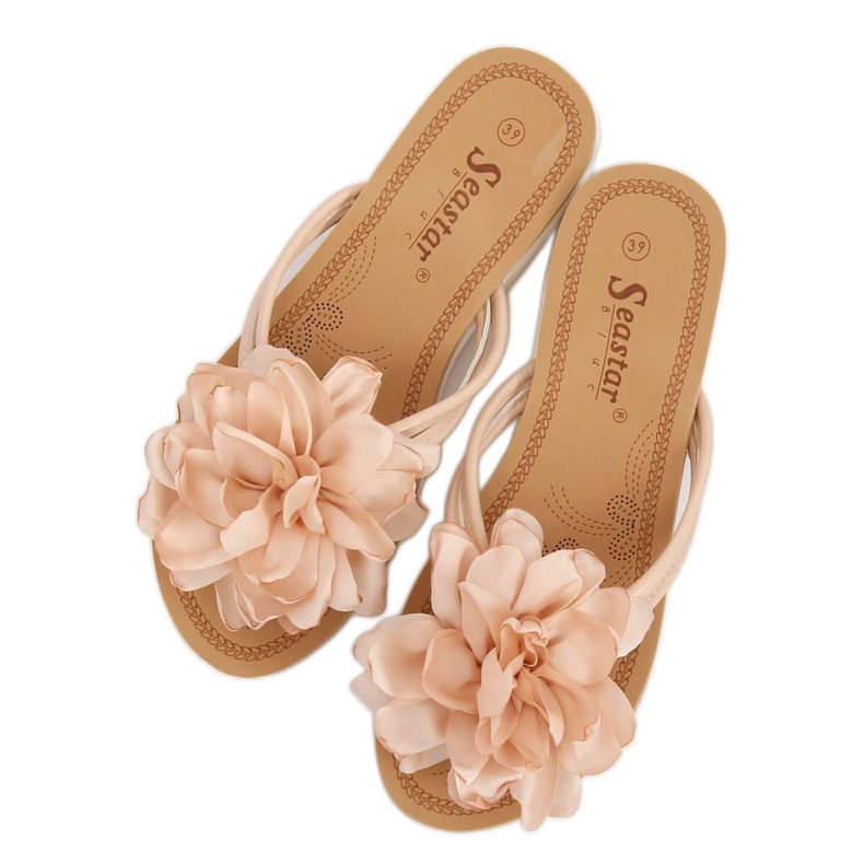 Chanclas con flor beige CK103 Beige 1