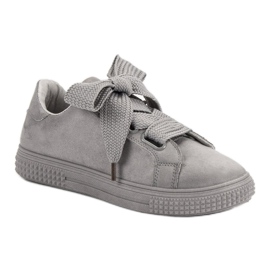 Bella Paris Zapatos deportivos de gamuza gris 5