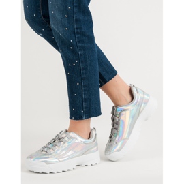 Deportivas lacadas en plata holo gris 3