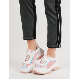 Renda Zapatillas de moda blanco rosado 1
