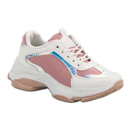 Renda Zapatillas de moda blanco rosado 3