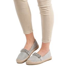 Bestelle Alpargatas de Ante con Cristales gris 6